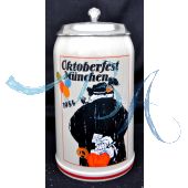 1984 - Offizieller Plakatmotiv Oktoberfestkrug mit Zinndeckel, Jahrgangskrug
