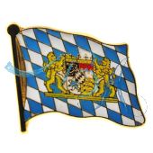 Pin Anstecker Flagge; Freistaat Bayern mit Wappen