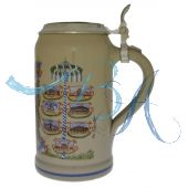 2006 - Wiesn Wirte Krug mit Zinndeckel, Brauereikrug, Bierkrug, Steinkrug, Oktoberfestkrug