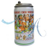 2016 - Wiesn Wirte Krug mit Zinndeckel, Brauereikrug, Bierkrug, Steinkrug, Oktoberfestkrug