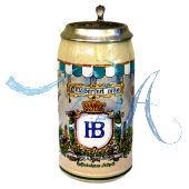 1986 Hofbräuhaus Oktoberfest München Festzelt Krug mit Zinndeckel