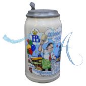 1995 Hofbräuhaus Oktoberfest München Festzelt Krug mit Zinndeckel 