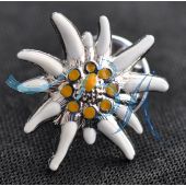 Pin Anstecker Souvenir Edelweiß, Marmorweiß 13 mm