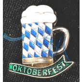 Anstecker Bierkrug Raute mit Schriftzug Oktoberfest