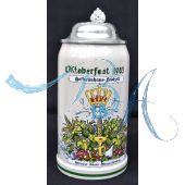 1983 Hofbräuhaus Oktoberfest München Festzelt Krug mit Zinndeckel