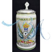 1985 Hofbräuhaus Oktoberfest München Festzelt Krug mit Zinndeckel