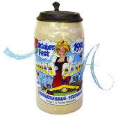 1996 Hofbräuhaus Oktoberfest München Festzelt Krug mit Zinndeckel 