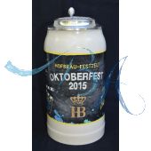 2015 Hofbräuhaus Oktoberfest München Festzelt Krug mit Zinndeckel 