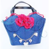 Dirndl Tasche, Trachten-Tasche, Blaues Dekollete