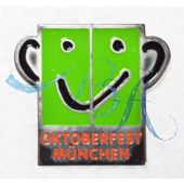 Pin Anstecker Souvenir Gesicht Oktfoberfest München, grün