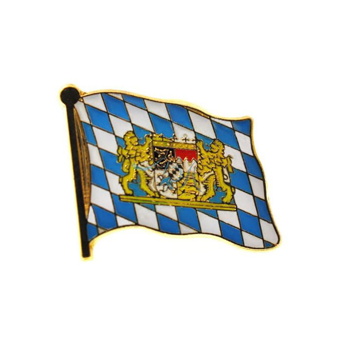 Pin Anstecker Flagge; Freistaat Bayern mit Wappen