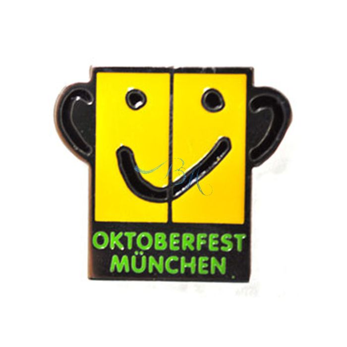 Pin Anstecker Souvenir Gesicht Oktf München, gelb