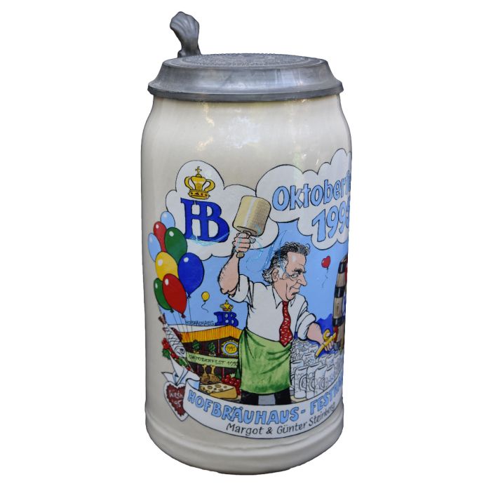 1995 Hofbräuhaus Oktoberfest München Festzelt Krug mit Zinndeckel 
