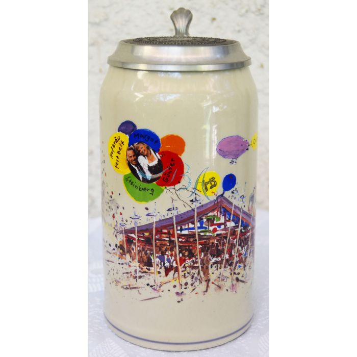 2001 Hofbräuhaus Oktoberfest München Festzelt Krug mit Zinndeckel 