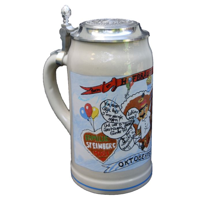 2013 Hofbräuhaus Oktoberfest München Festzelt Krug mit Zinndeckel 