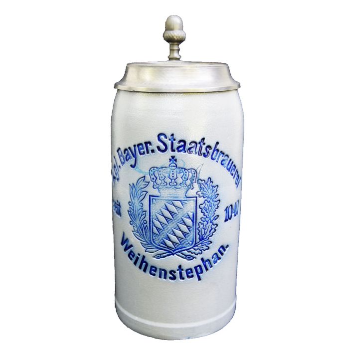 Bayrische Staatsbrauerei Weihenstephan Krug mit Zinndeckel 