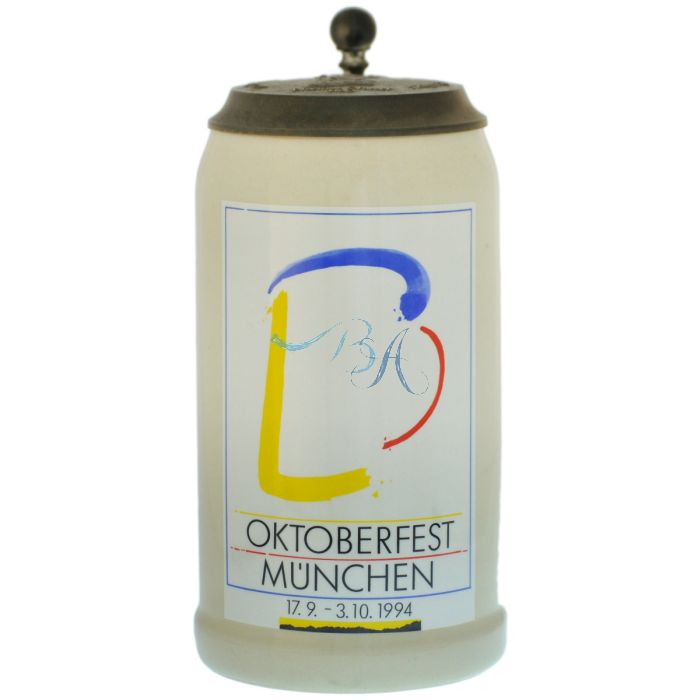 1994 - Offizieller Plakatmotiv Oktoberfestkrug mit Zinndeckel, Jahrgangskrug