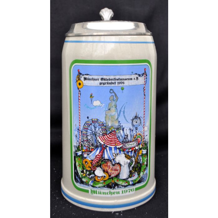 1976 Museumskrug , Verein Münchner Oktoberfestmuseum e. V. mit Zinndeckel