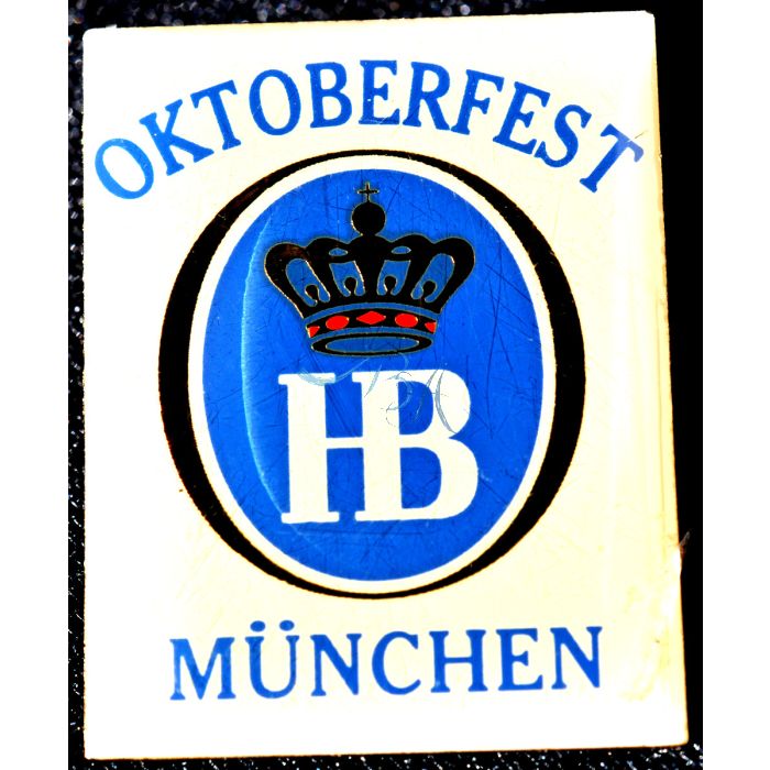 Pin Anstecker Brauerei HB Hofbräuhaus weiss mit goldenen Rahmen gebraucht