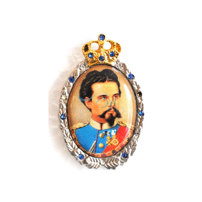 Pin Anstecker Persönlichkeiten Ludwig II König von Bayern mit Strasssteinen