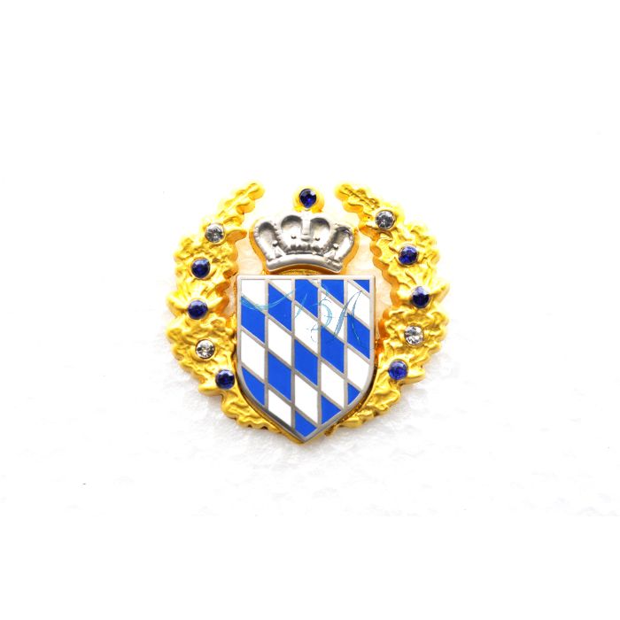 Pin Anstecker Wappen Lorbeerkranz bayr. Raute mit Krone