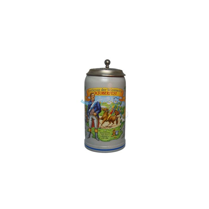 2015 - Wiesn Wirte Krug mit Zinndeckel, Brauereikrug, Bierkrug, Steinkrug, Oktoberfestkrug