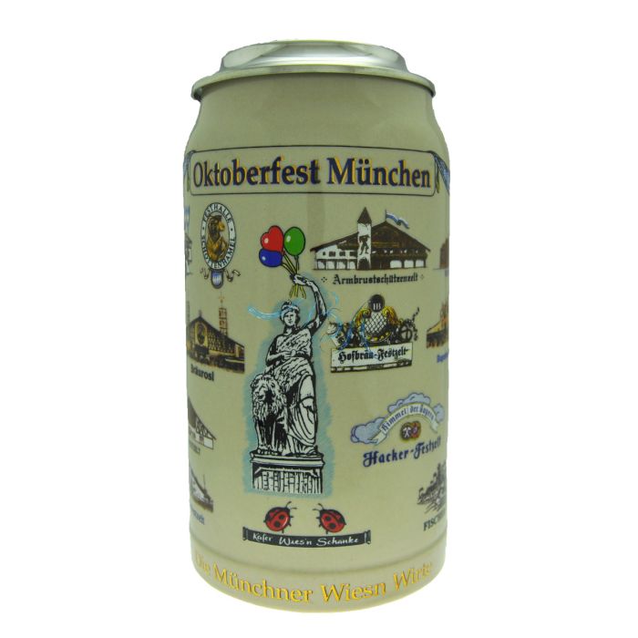 2002 - Wiesn Wirte Krug mit Zinndeckel, Brauereikrug, Bierkrug, Steinkrug, Oktoberfestkrug
