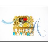 Magnet Souvenir Bayern Wappen in Gold- Farbe