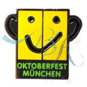 Pin Anstecker Souvenir Gesicht Oktf München, gelb